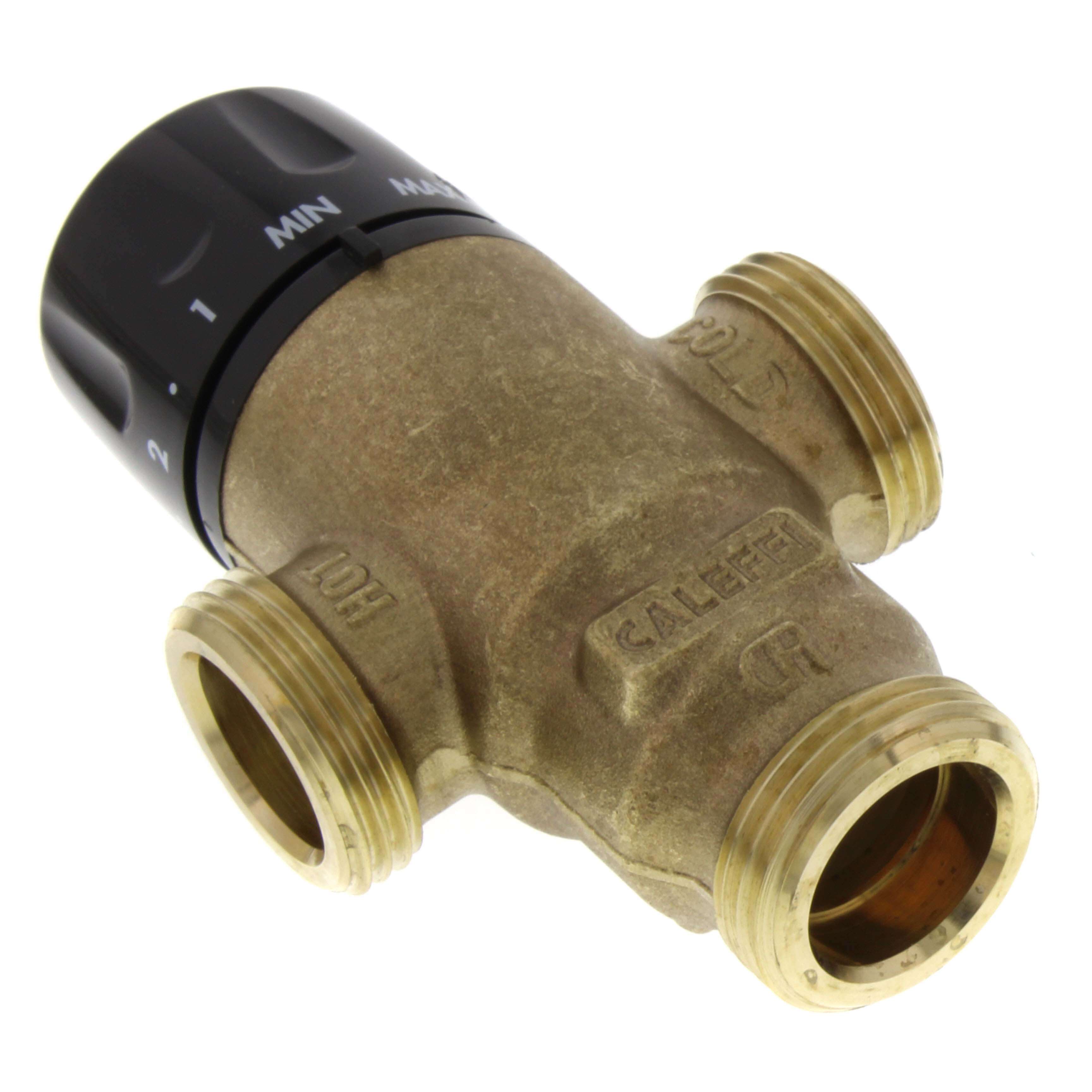 CALEFFI Caleffi 521610A MixCal 3-Way Adjustable Thermostatic Mixing Valve with Temp Gauge 1 inches Male NPT