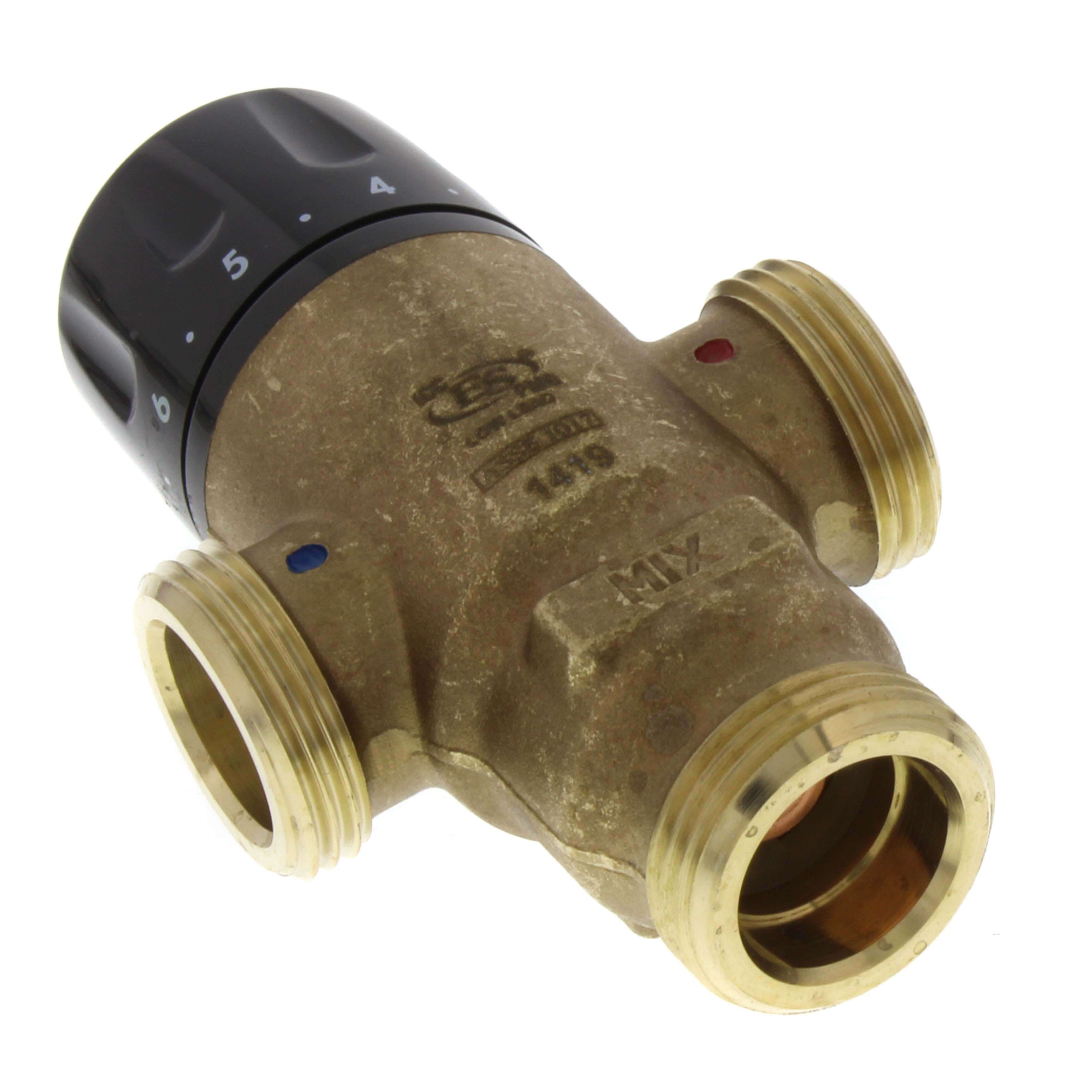 CALEFFI Caleffi 521510A Mixcal 3-Way Adjustable Thermostatic Mixing Valve with Temp Gauge 3/4 inches Male NPT