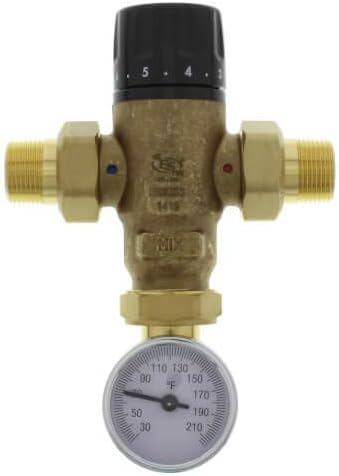 CALEFFI Caleffi 521510A Mixcal 3-Way Adjustable Thermostatic Mixing Valve with Temp Gauge 3/4 inches Male NPT