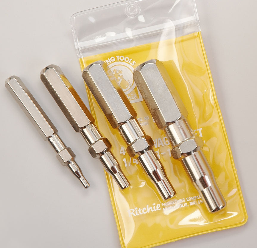 RITCHIE ENGINEERING Ritchie Engineering 60475 4-piece, Pouch, Heat Treated, Plated Alloy Steel, Swaging Tool Set