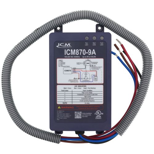 ICM CONTROLS Icm Controls 870-9A Soft Start, Built-in Start Capacitor, Over/Under Voltage Monitoring, Over-Current Protection 9A