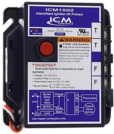ICM CONTROLS Icm Controls ICM1502 intermittent ignition oil primary control 30 seconds safety timing replacement for R8184G Series Honeywell