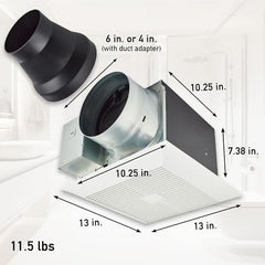PANASONIC Panasonic FV-511VKS3 WhisperGreen Select Dual Speed Ceiling Mount Exhaust Fan, Customizable, 30 to 110 CFM, Medium
