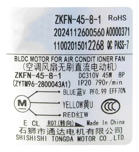 MIDEA Carrier 11002015012268 hvac motor, fan 45w