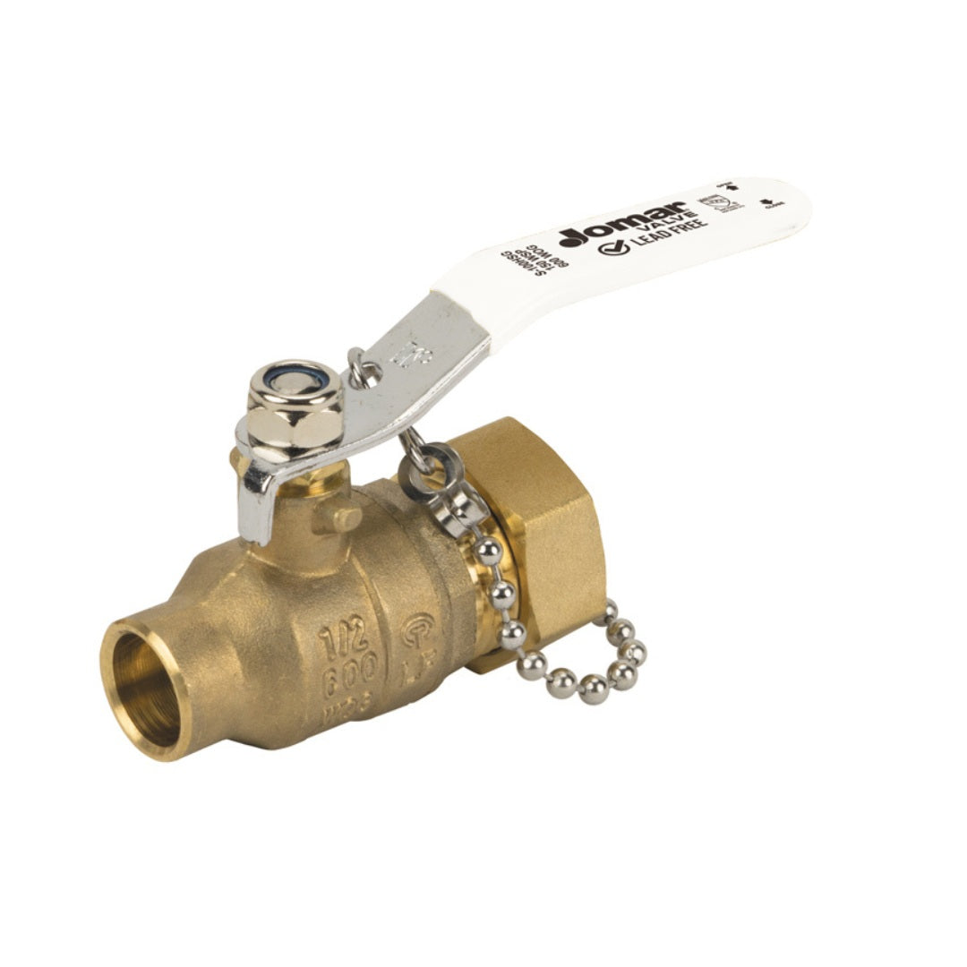 JOMAR Jomar 100-664G full port 2 piece solder x hose connection stainless steel ball valve 600 WOG 3/4 inch