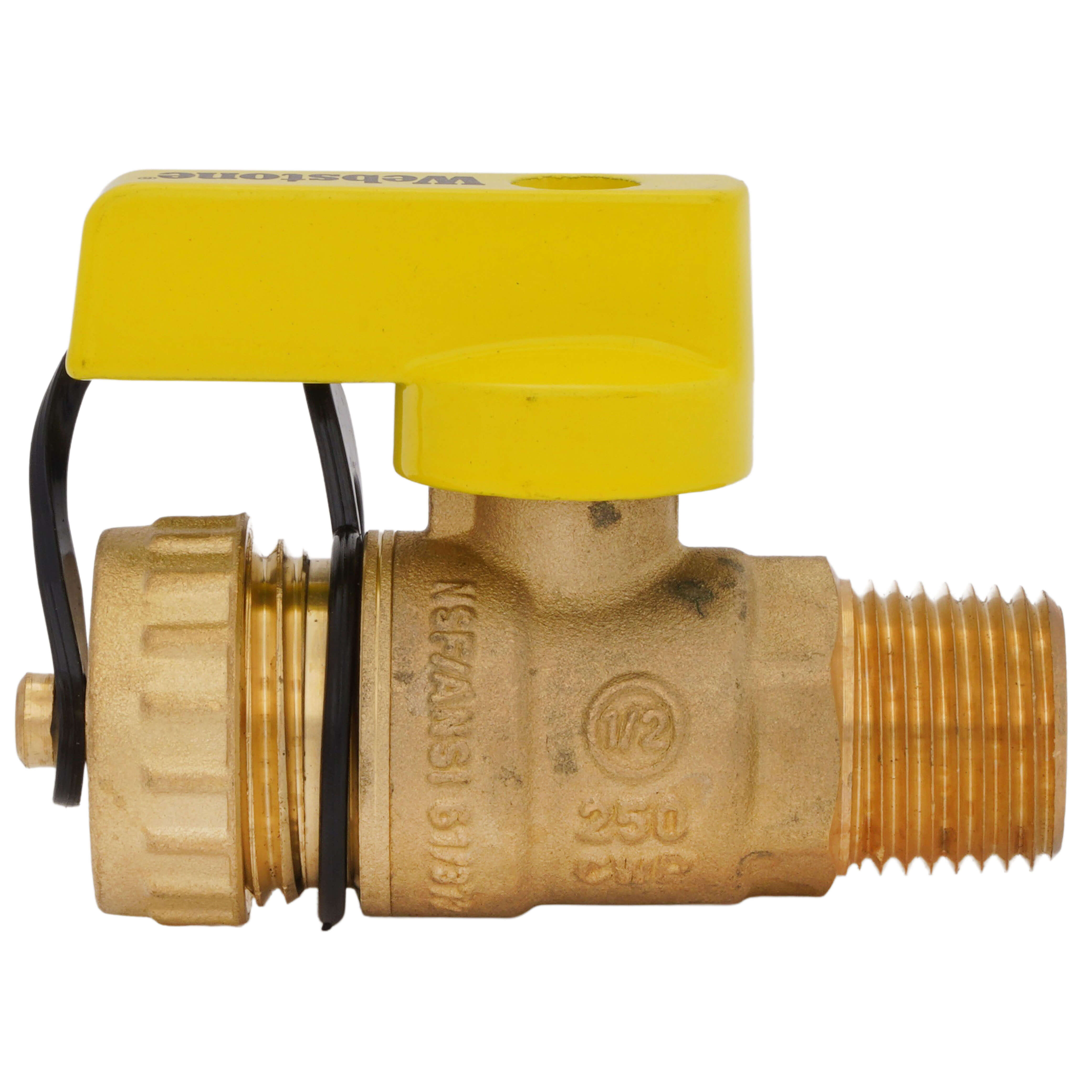 WEBSTONE Webstone H-20302W Pro-Pal Add-A-Drain H-Flow Forged DZR Brass Ball Valve 1/2 inches x 3/4 inches MIP x Hose