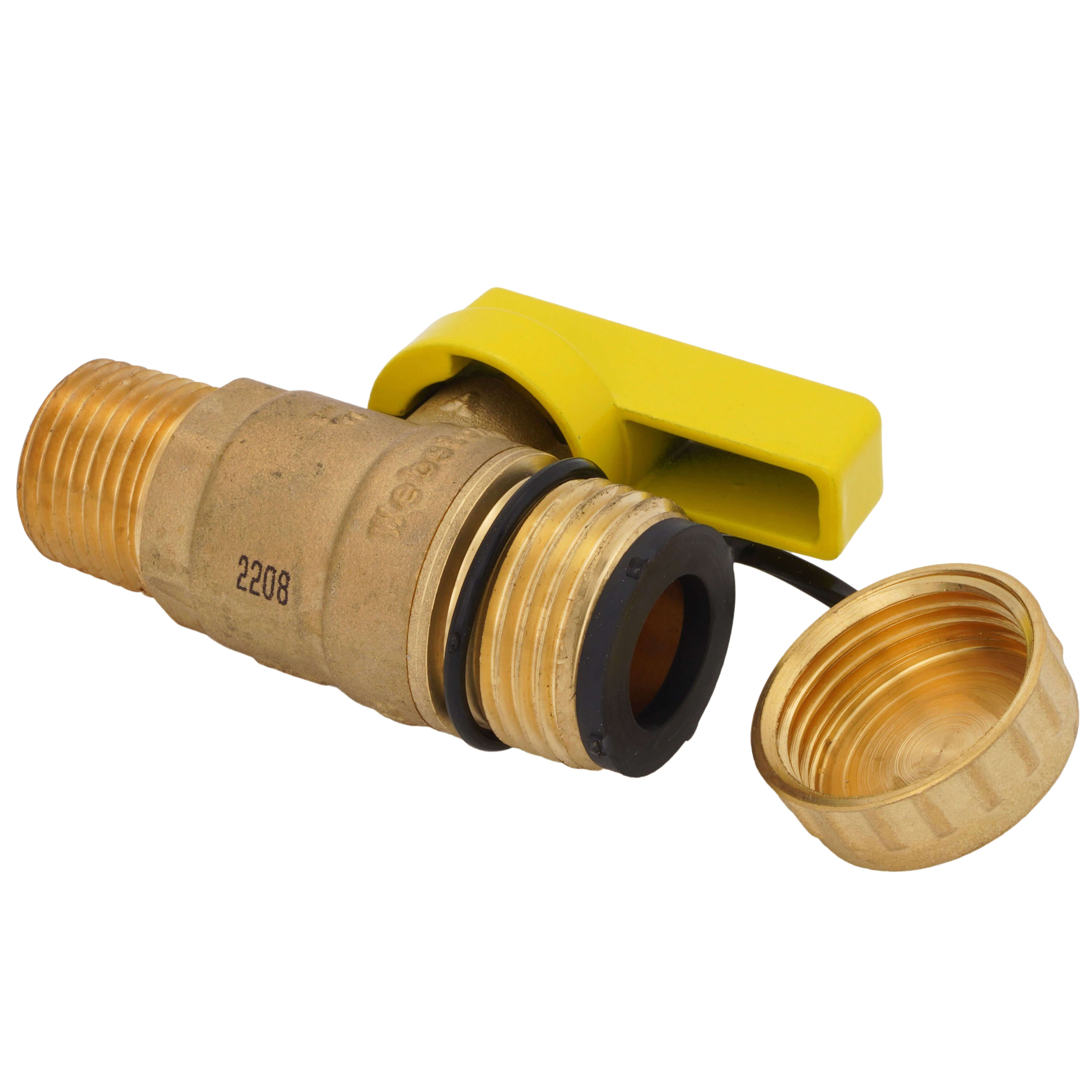 WEBSTONE Webstone H-20302W Pro-Pal Add-A-Drain H-Flow Forged DZR Brass Ball Valve 1/2 inches x 3/4 inches MIP x Hose