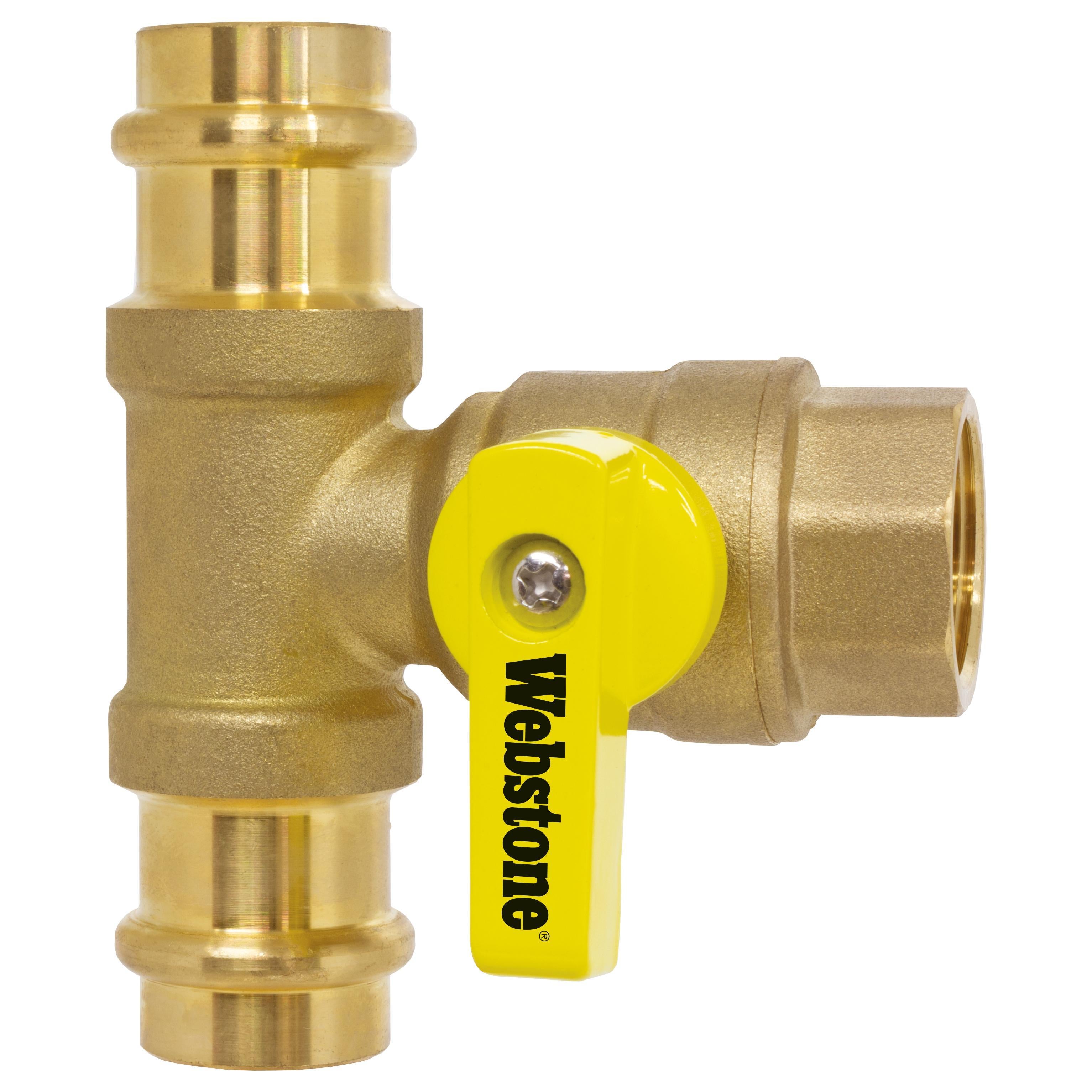 WEBSTONE Webstone H-82672W-T34 1/2 inches FIP x 3/4 Press Run Brass Ball Valve