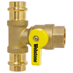 WEBSTONE Webstone H-82672W-T34 1/2 inches FIP x 3/4 Press Run Brass Ball Valve