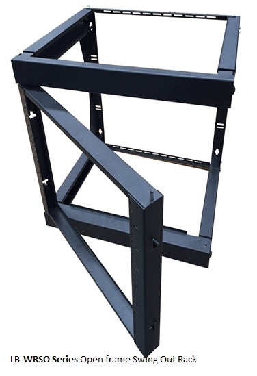 LIONBEAM Lionbeam LB-WRSO16 Open Frame 16u Swing Out Wall Rack Adjustable Depth 18-30 inches