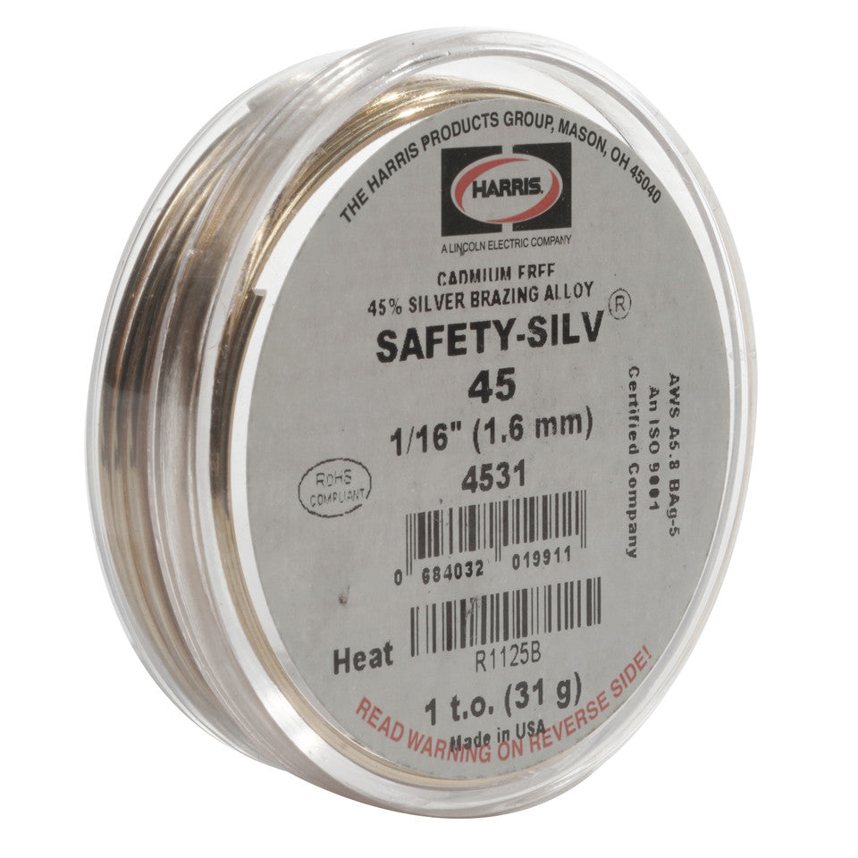 HARRIS Harris SILVER Safety-silv 45 Brazing Alloy 1/16 in 1 Troy Oz