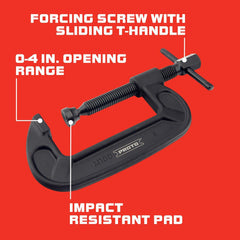 PROTO Proto J404A C-clamp 4 in 6500 Lb Steel Black Oxide