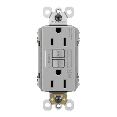 LEGRAND Pass Seymour 1597TRWRGRYCCD4 Gfci Outlet 15A 120V Gray 4 Pack