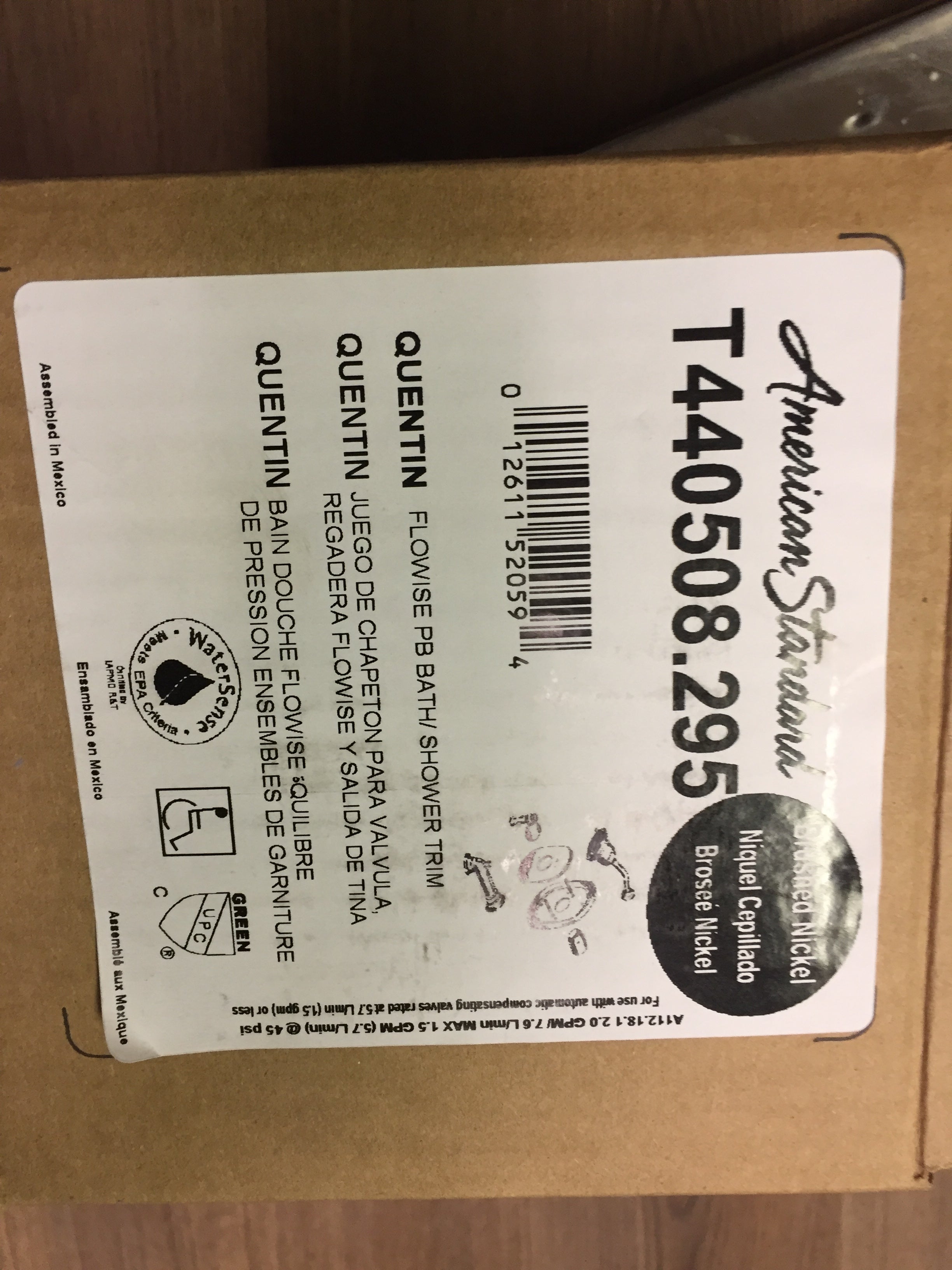 AMERICAN STANDARD American Standard T440508.295 Quentin Brushed Nickel Pressure Balanced Bath & Shower Trim Kit