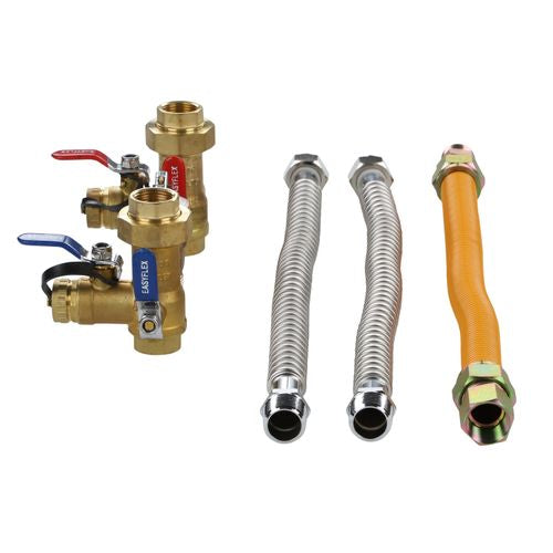 DIVERSITECH Diversitech EFHC-0118-3Y0118 Tankless Water Heater Connection Kit Hot & Cold Isolation Valve Set with Pressure Relief Valve 3/4in FIP 18in