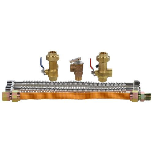 DIVERSITECH Diversitech EFHC-0118-3Y0118 Tankless Water Heater Connection Kit Hot & Cold Isolation Valve Set with Pressure Relief Valve 3/4in FIP 18in