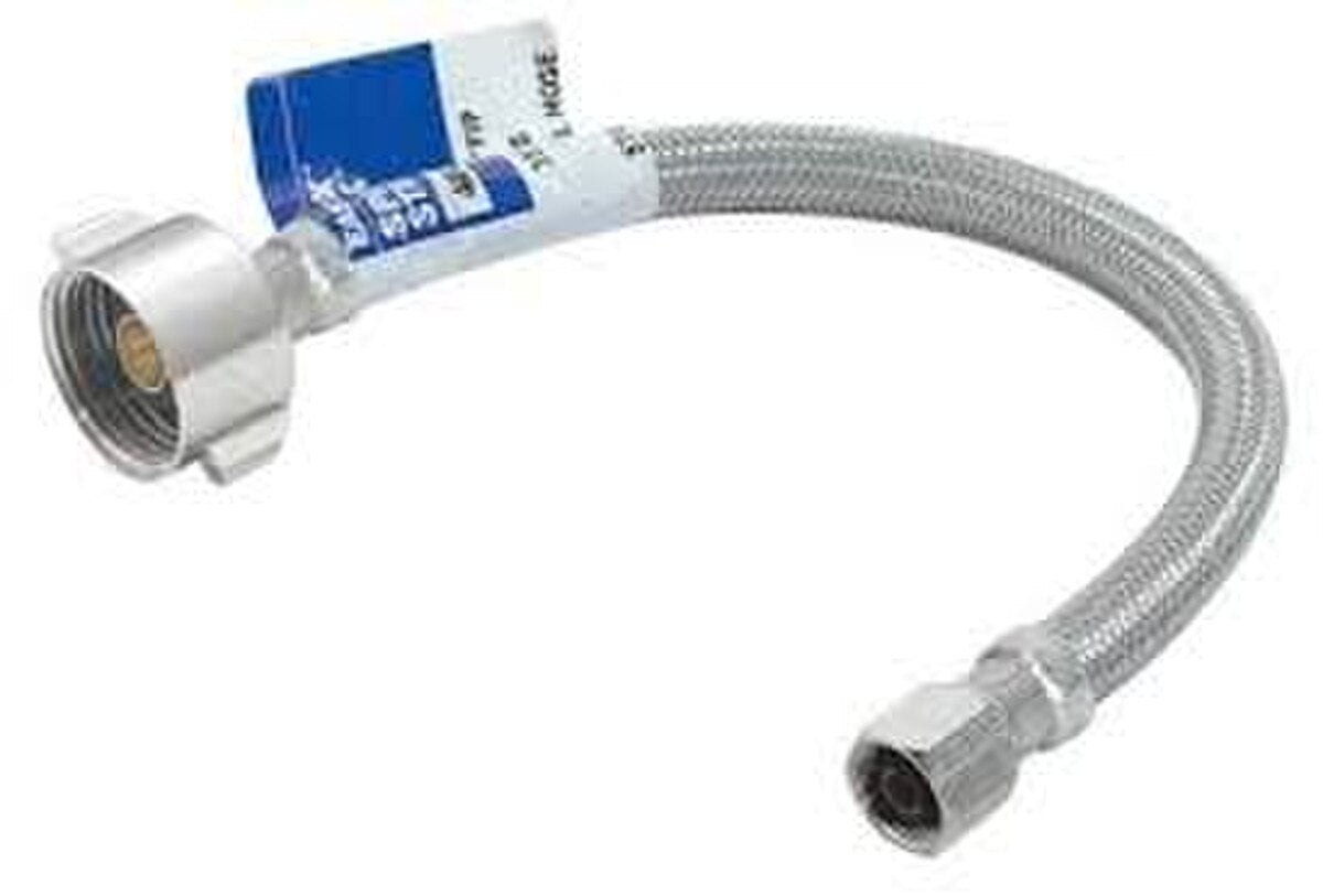EASTMAN Eastman 48088 flexible toilet connector 12 inch stainless steel braided hose with 7/8 inch ballcock nuts, 3/8 inch compression