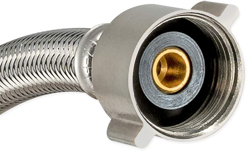 EASTMAN Eastman 48088 flexible toilet connector 12 inch stainless steel braided hose with 7/8 inch ballcock nuts, 3/8 inch compression