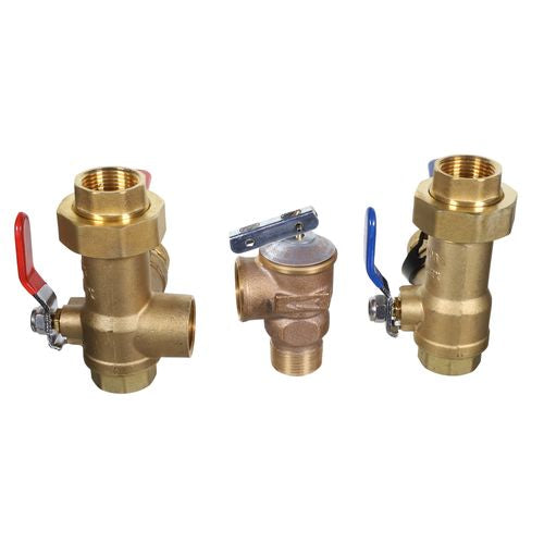 DIVERSITECH Diversitech EFLF-ISV-HCTP tankless water heater hot & cold isolation valve set with pressure relief valve 3/4in FIP