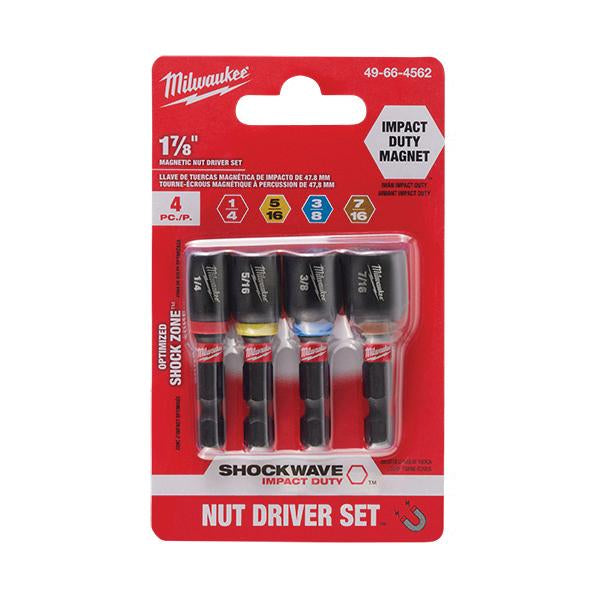 MILWAUKEE Milwaukee 49-66-4562 SHOCKWAVE 4-Piece Magnetic Nut Driver Set 1-7/8 in