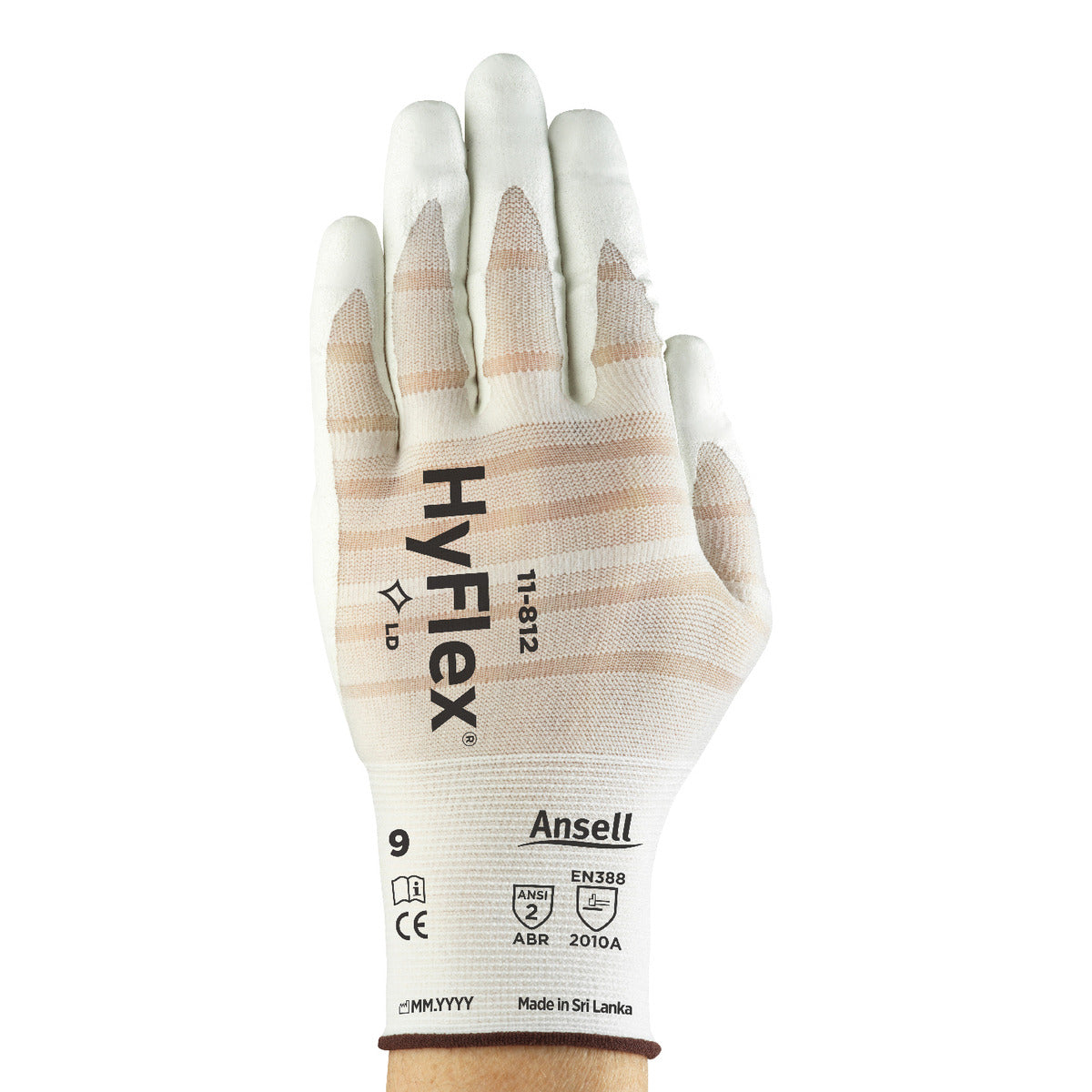 ANSELL Ansell 11812080 HyFlex Gauge 18 Foam Nitrile Palm Coated Work Gloves With Nylon Liner And Knit Wrist Size 8