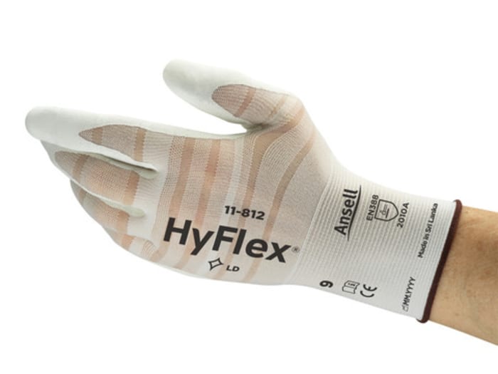 ANSELL Ansell 11812080 HyFlex Gauge 18 Foam Nitrile Palm Coated Work Gloves With Nylon Liner And Knit Wrist Size 8