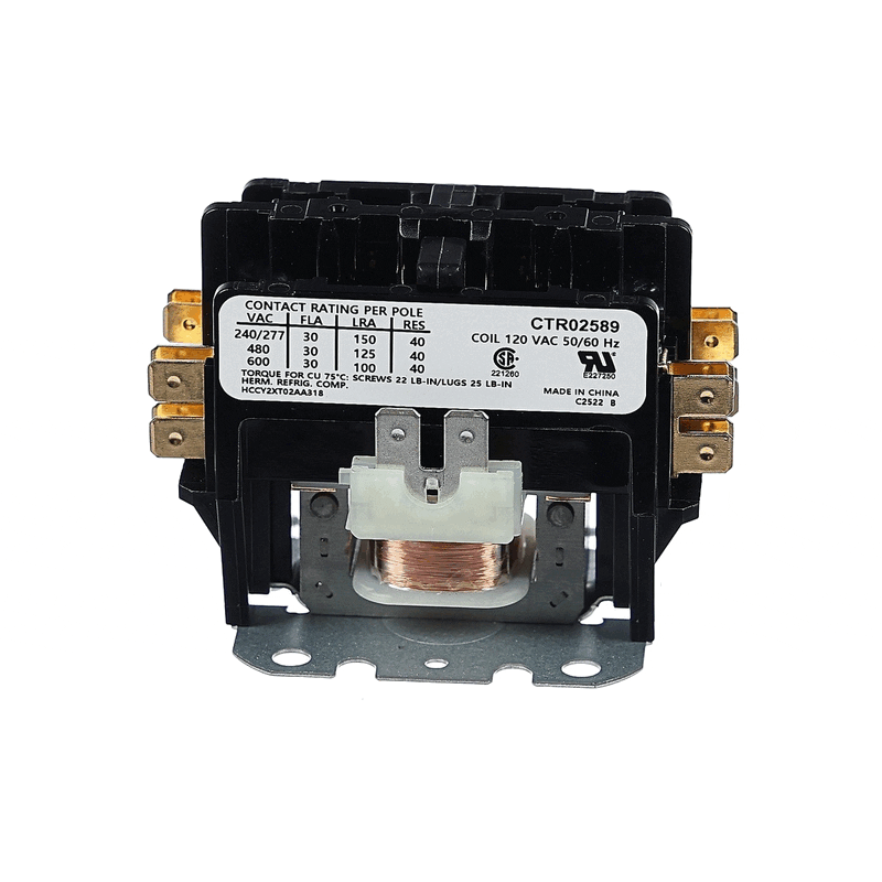 TRANE Trane CTR02589 contactor 30a 120v 2-pole screw connections
