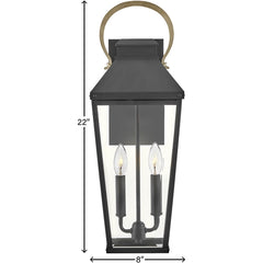 HINKLEY LIGHTING Hinkley Lighting 17504BK Dawson Medium Wall Mount Lantern 10W LED 8 inch W 22 inch H