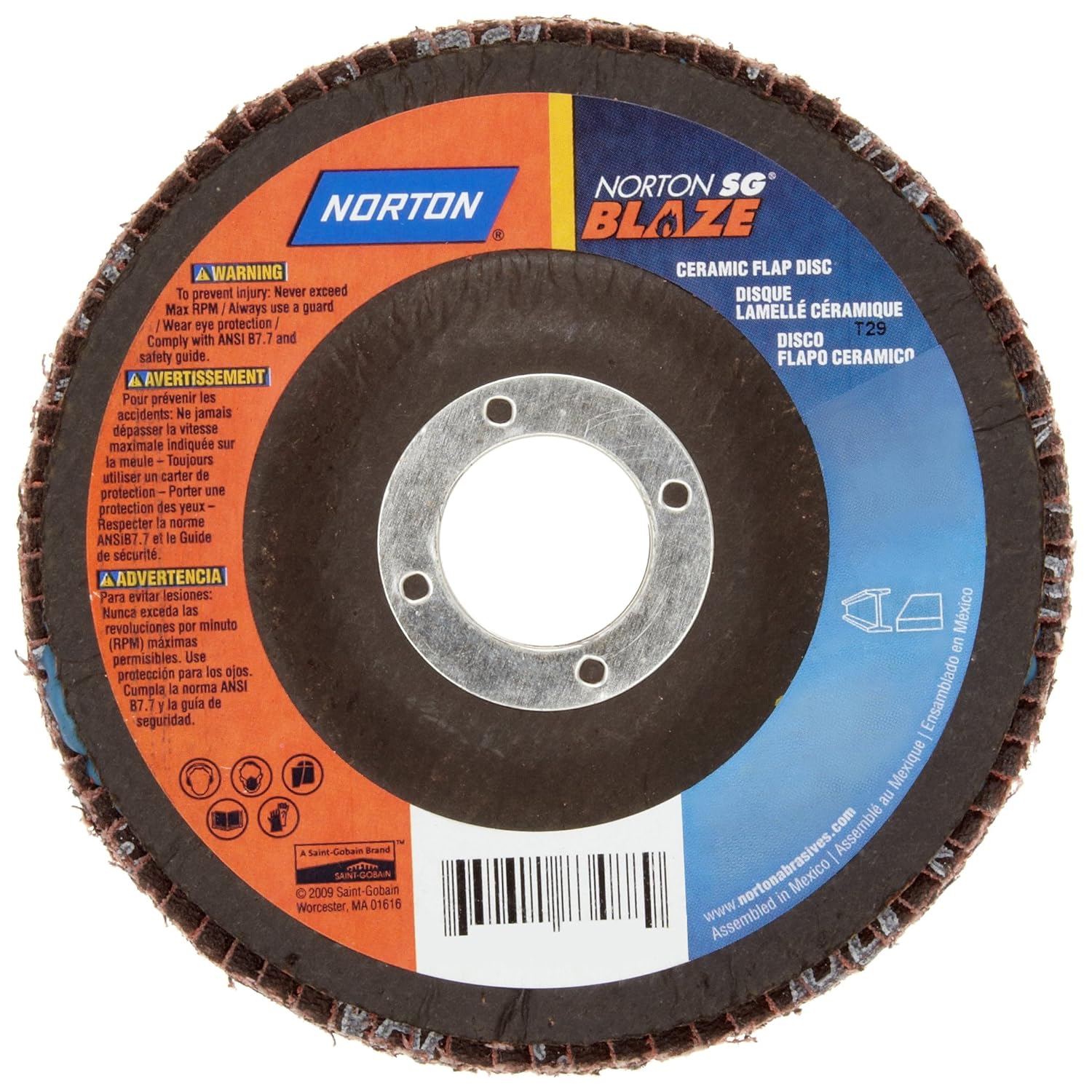 NORTON Norton 66261190002 Blaze 5 inches x 7/8 inches 40 Grit Type 29 Flap Disc