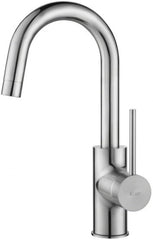 KRAUS Kraus KPF-2600SFS Oletto single handle kitchen bar faucet with QuickDock top mount installation assembly 360 degree swivel