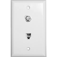 MORRIS PRODUCTS Morris 80057 single RJ11 4-conductor phone jack single F-conductor wallplate