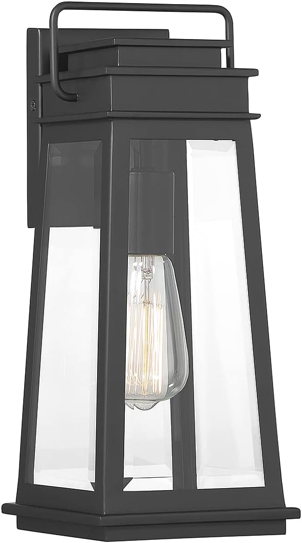 SAVOY HOUSE Savoy House 5-812-BK Boone Mission Traditional Clear Beveled Glass Outdoor Wall Lantern 1-Light 60 Watt 15.25 inches H x 6.25 inches W