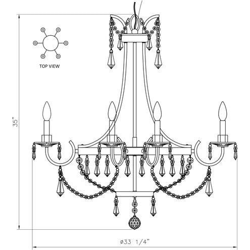 SAVOY HOUSE Savoy House 1-3060-6-60 Claiborne chandelier 6 light 60w 33 inch width 35 inch height