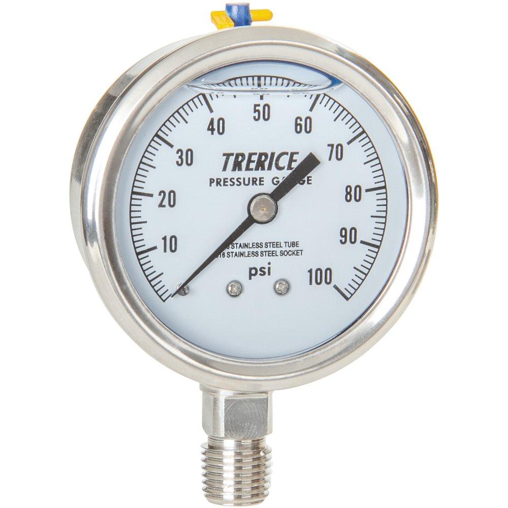 TRERICE Trerice D83LFSS2502LA100 pressure gauge 2.5 inch lower