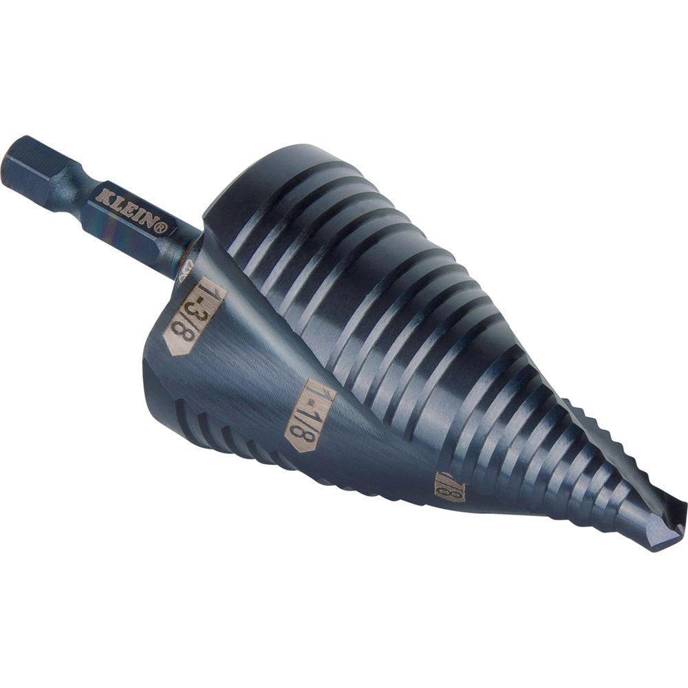 KLEIN TOOLS Klein Tools QRST15 Quick Release Step Drill Bit with Spiral Flute 7/8 inches to 1&3/8 inches