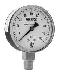 TRERICE Trerice 842615109231 800B2502BA160 utility gauge 0 to 160 psi 2.5 inches dial 1/4 inches NPT brass connection back mount