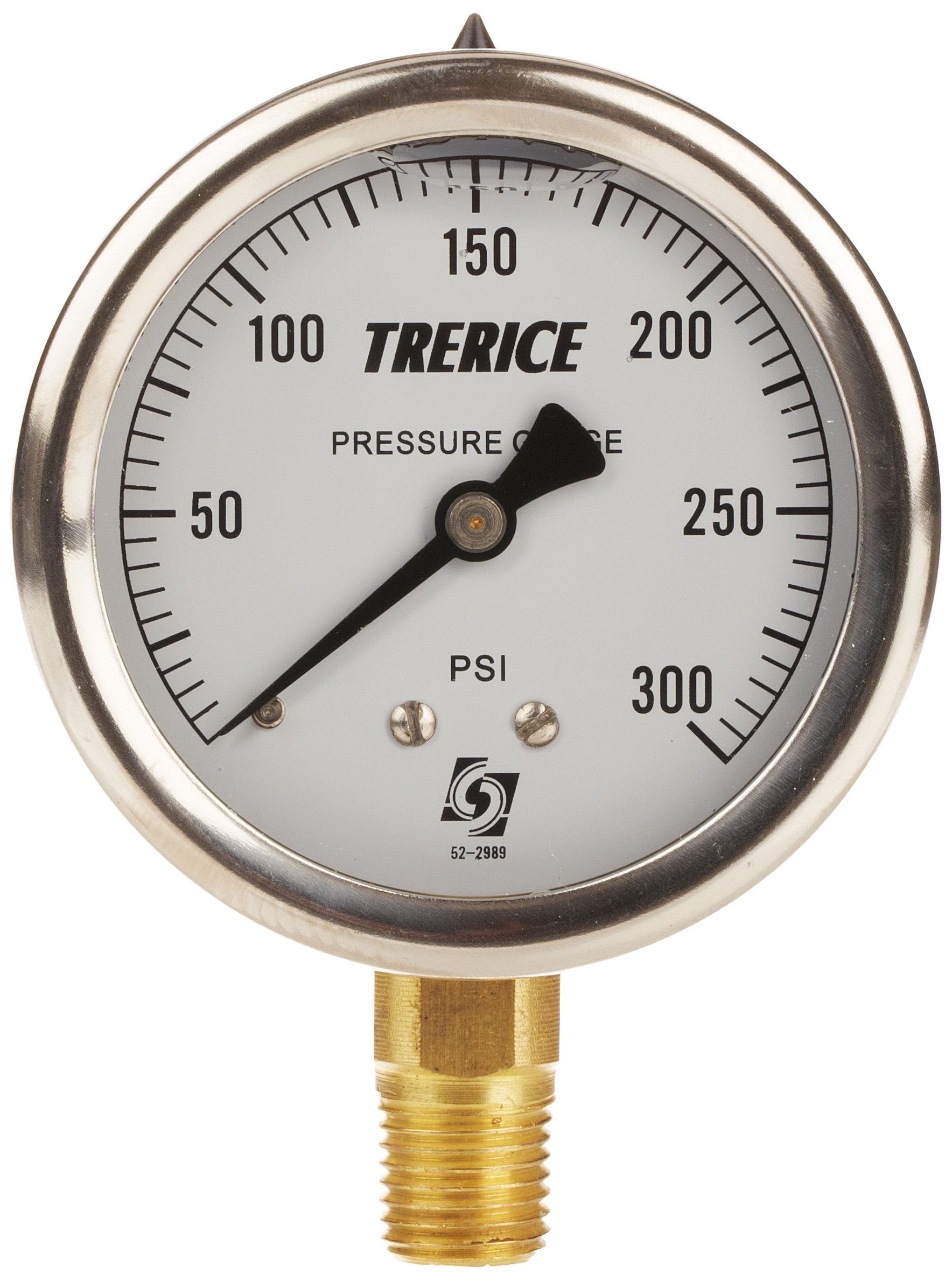 TRERICE Trerice D82LFB2502LA300 liquid filled pressure gauge 0-300 psi 2 1/2 inch dial 1/4 inch mpt lower mount
