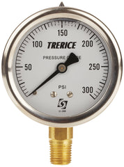 TRERICE Trerice D82LFB2502LA300 liquid filled pressure gauge 0-300 psi 2 1/2 inch dial 1/4 inch mpt lower mount