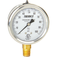 TRERICE Trerice D82LFB2502LA300 liquid filled pressure gauge 0-300 psi 2 1/2 inch dial 1/4 inch mpt lower mount