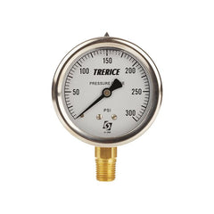 TRERICE Trerice D82LFB2502LA300 liquid filled pressure gauge 0-300 psi 2 1/2 inch dial 1/4 inch mpt lower mount
