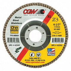 CGW ABRASIVES Cgw Abrasives 42502 5 inch x 7/8 inch Z3-40 T27 Regular 100% Zirconia Alumina Flap Disc 12,200 RPM