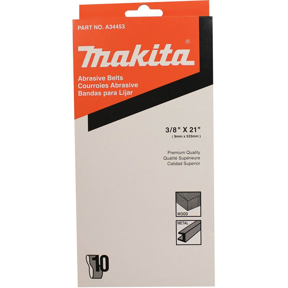 MAKITA Makita A-34453 3/8 inches x 21 inches abrasive belt 60 grit 10 pack