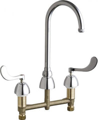 CHICAGO FAUCETS Chicago Faucets 786-GN2AFCE1ABCP 786 series deck-mounted manual faucet 1.5 GPM 8 inch centers 5-1/4 inch rigid/swing gooseneck spout