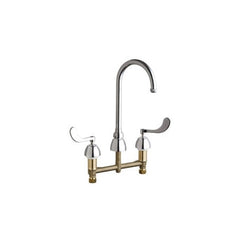 CHICAGO FAUCETS Chicago Faucets 786-GN2AFCE1ABCP 786 series deck-mounted manual faucet 1.5 GPM 8 inch centers 5-1/4 inch rigid/swing gooseneck spout
