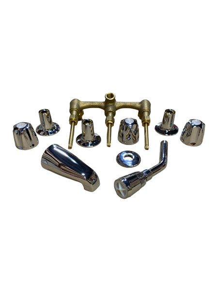 WAL-RICH Wal-Rich 4703302 8 three-handle tub/shower faucet with tub spout, shower head, and shower arm