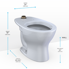 TOTO Toto CT725CU#01 tornado flush commercial flushometer elongated floor-mounted toilet bowl 1.0/1.28/1.6 GPF top spud
