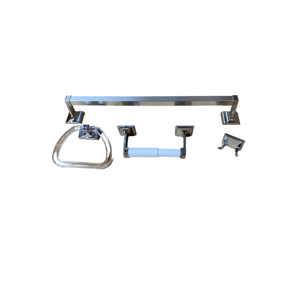 WAL-RICH Wal-Rich 1645104 4 piece chrome-plated bathware set 18 inches towel bar