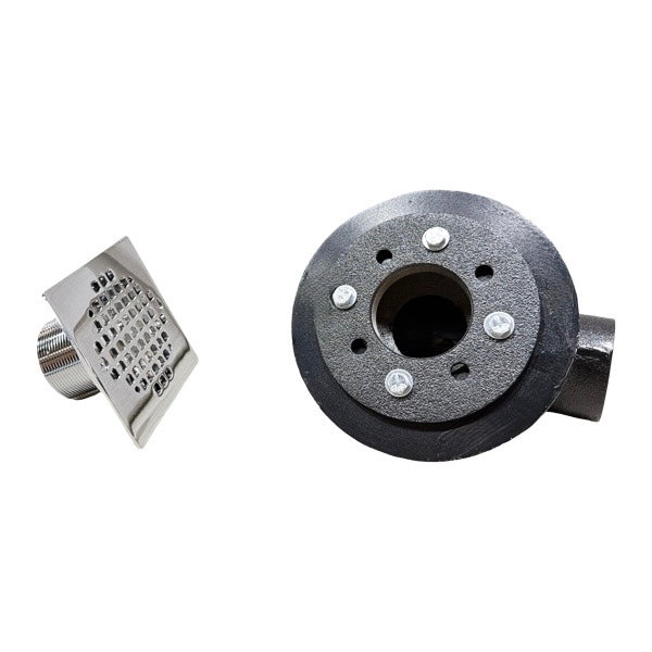 WAL-RICH Wal-Rich 0523104 2 inch No-Hub Cast Iron Side Outlet Shower Drain 4 inch Chrome Plated Brass Square Strainer