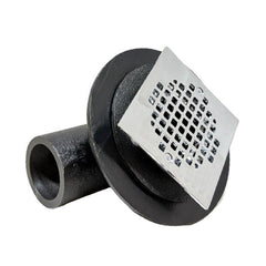 WAL-RICH Wal-Rich 0523104 2 inch No-Hub Cast Iron Side Outlet Shower Drain 4 inch Chrome Plated Brass Square Strainer