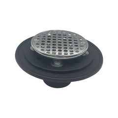WAL-RICH Wal-Rich 0523012 2 inch Cast Iron No-Hub Shower Drain with Round CP Brass Strainer